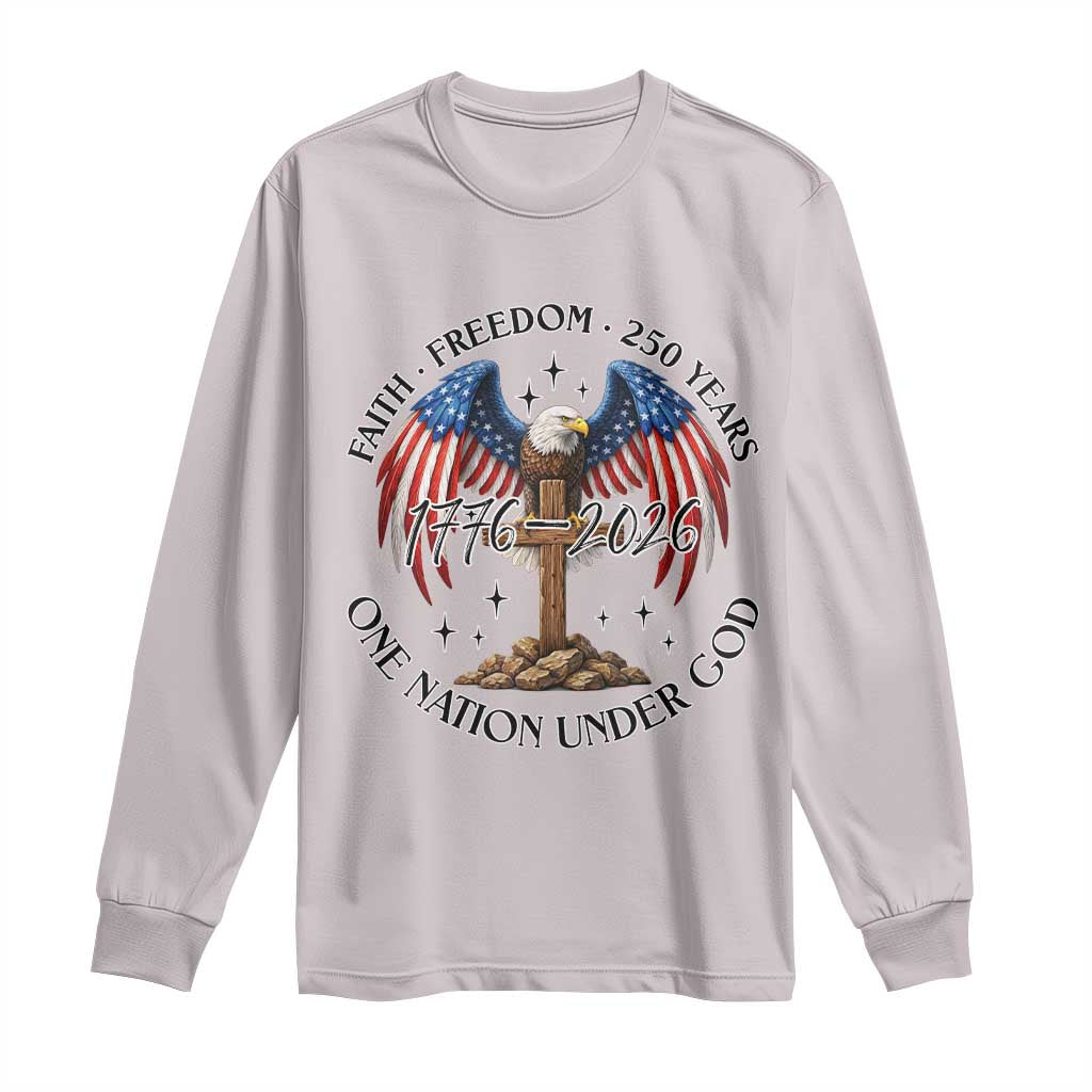 Patriotic Eagle Cross One Nation Under God Long Sleeve Shirt 250th Anniversary