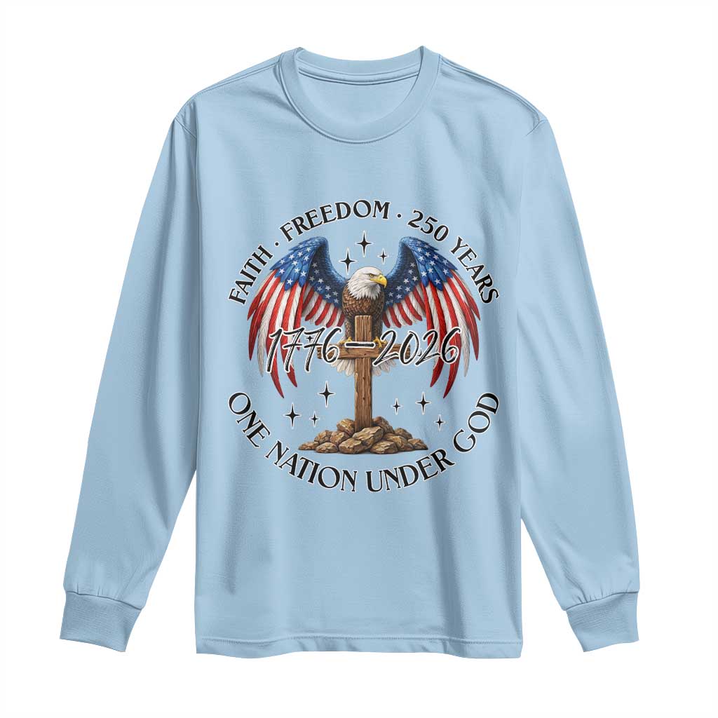 Patriotic Eagle Cross One Nation Under God Long Sleeve Shirt 250th Anniversary