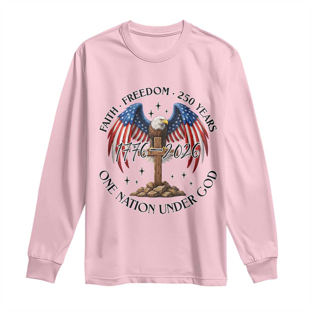 Patriotic Eagle Cross One Nation Under God Long Sleeve Shirt 250th Anniversary