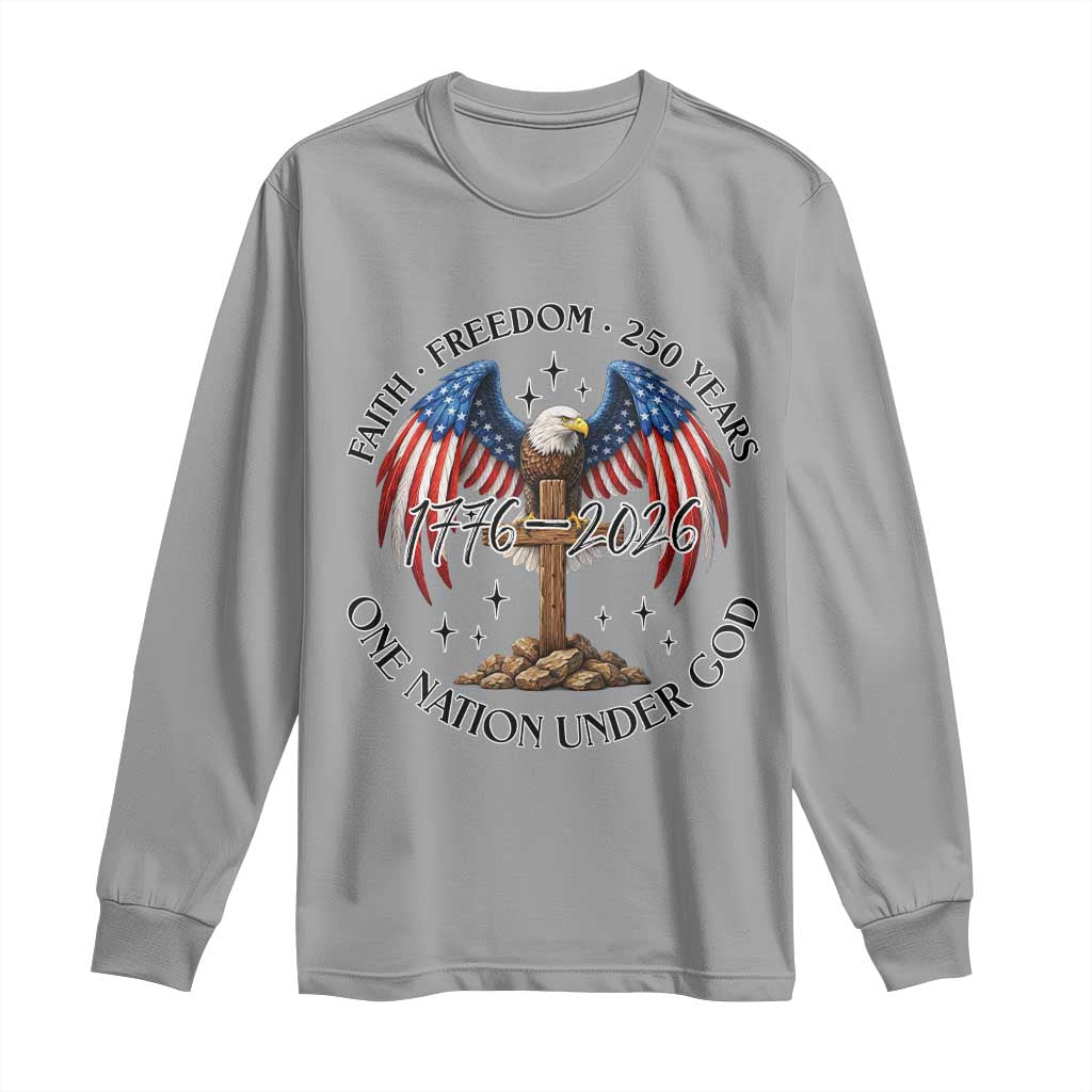 Patriotic Eagle Cross One Nation Under God Long Sleeve Shirt 250th Anniversary