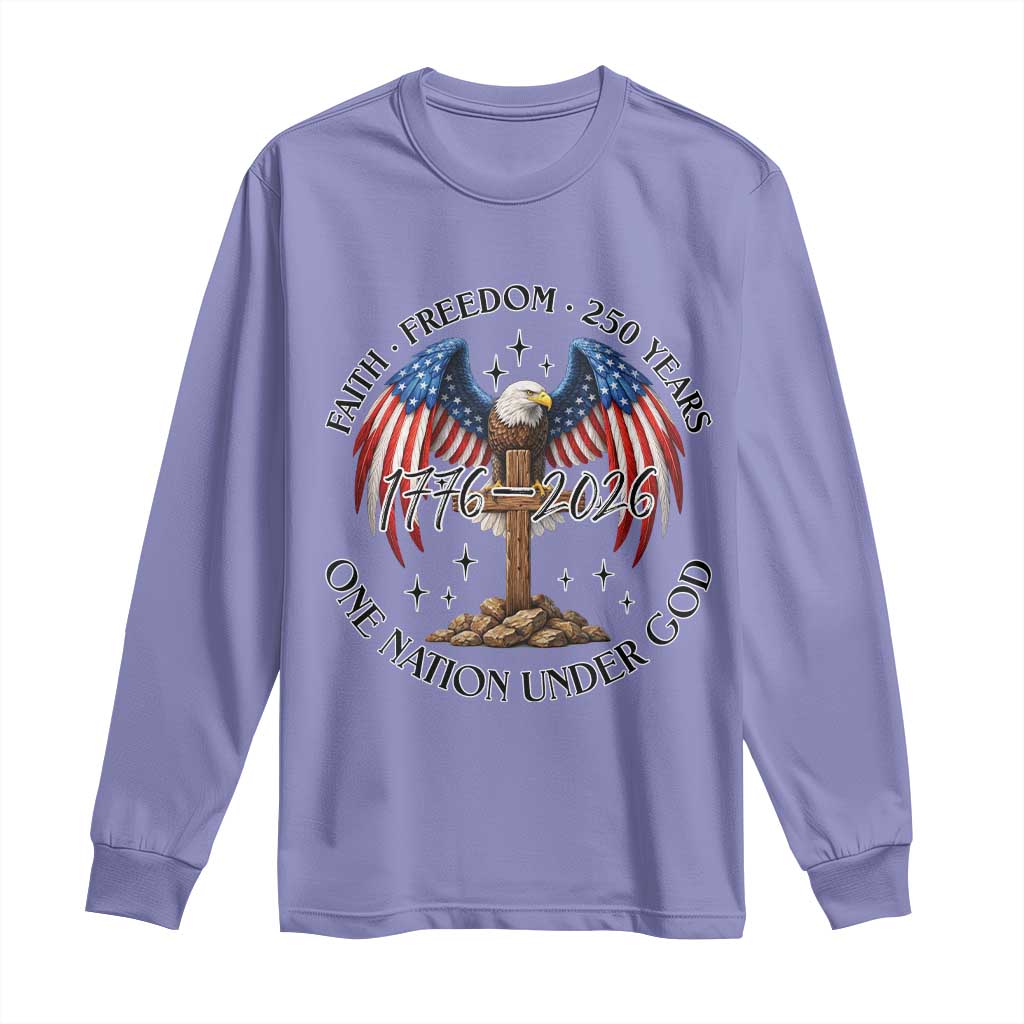 Patriotic Eagle Cross One Nation Under God Long Sleeve Shirt 250th Anniversary
