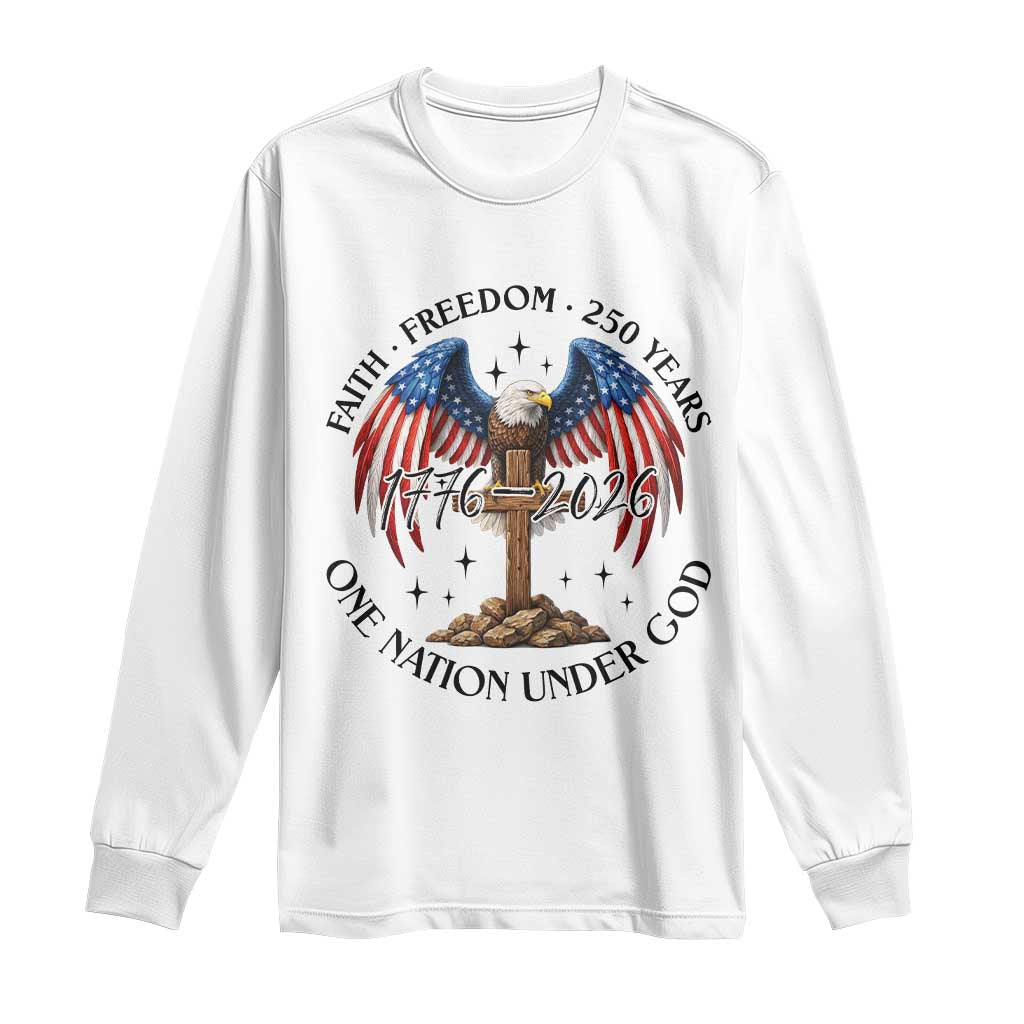 Patriotic Eagle Cross One Nation Under God Long Sleeve Shirt 250th Anniversary