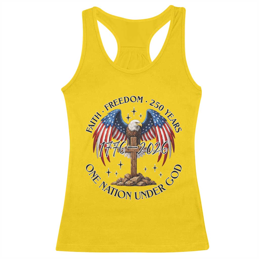 Patriotic Eagle Cross One Nation Under God Racerback Tank Top 250th Anniversary