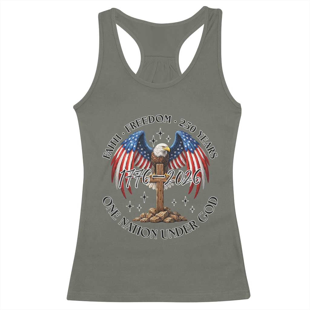 Patriotic Eagle Cross One Nation Under God Racerback Tank Top 250th Anniversary