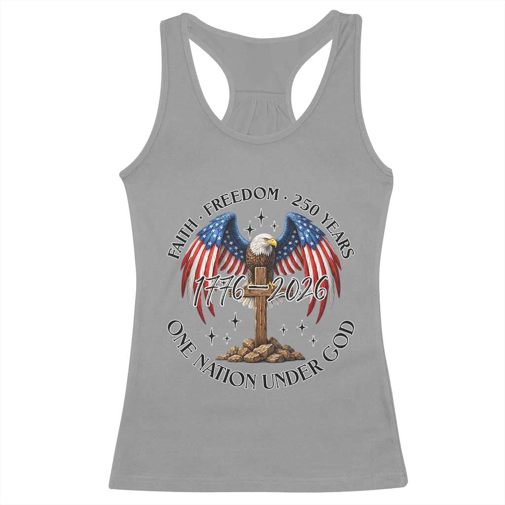 Patriotic Eagle Cross One Nation Under God Racerback Tank Top 250th Anniversary