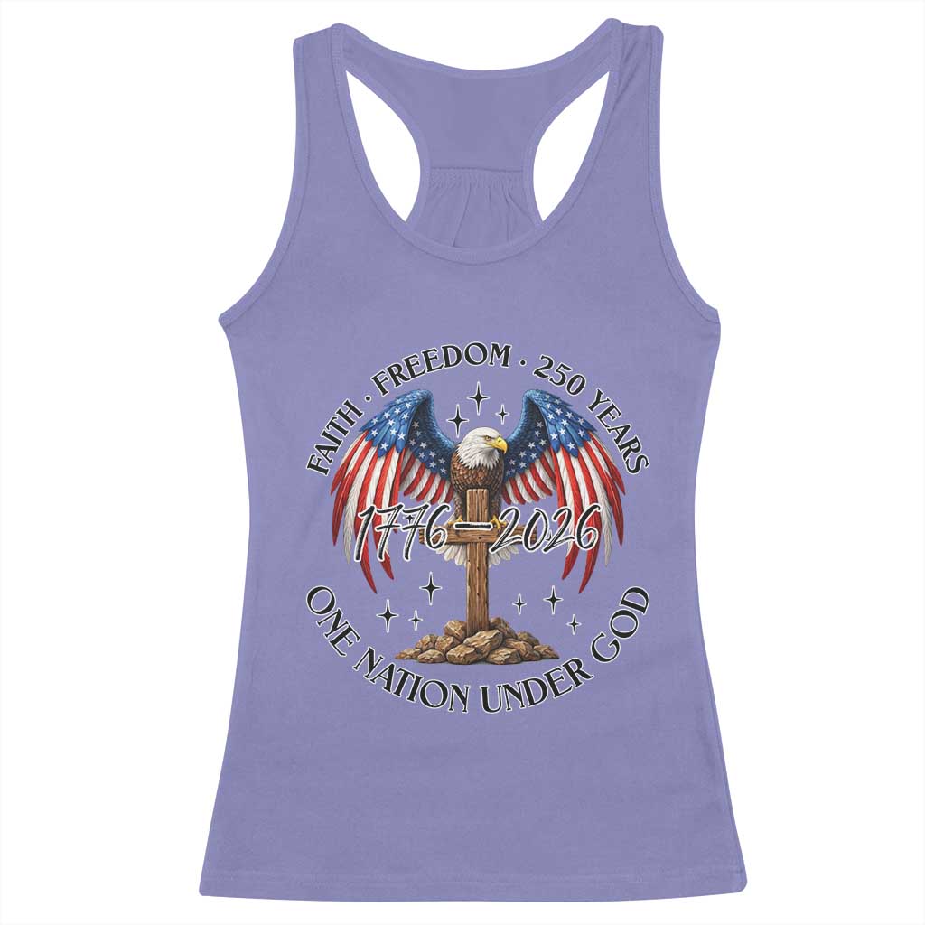 Patriotic Eagle Cross One Nation Under God Racerback Tank Top 250th Anniversary