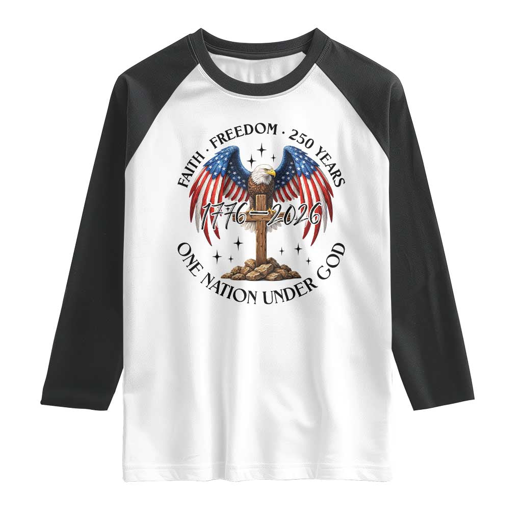 Patriotic Eagle Cross One Nation Under God Raglan Shirt 250th Anniversary