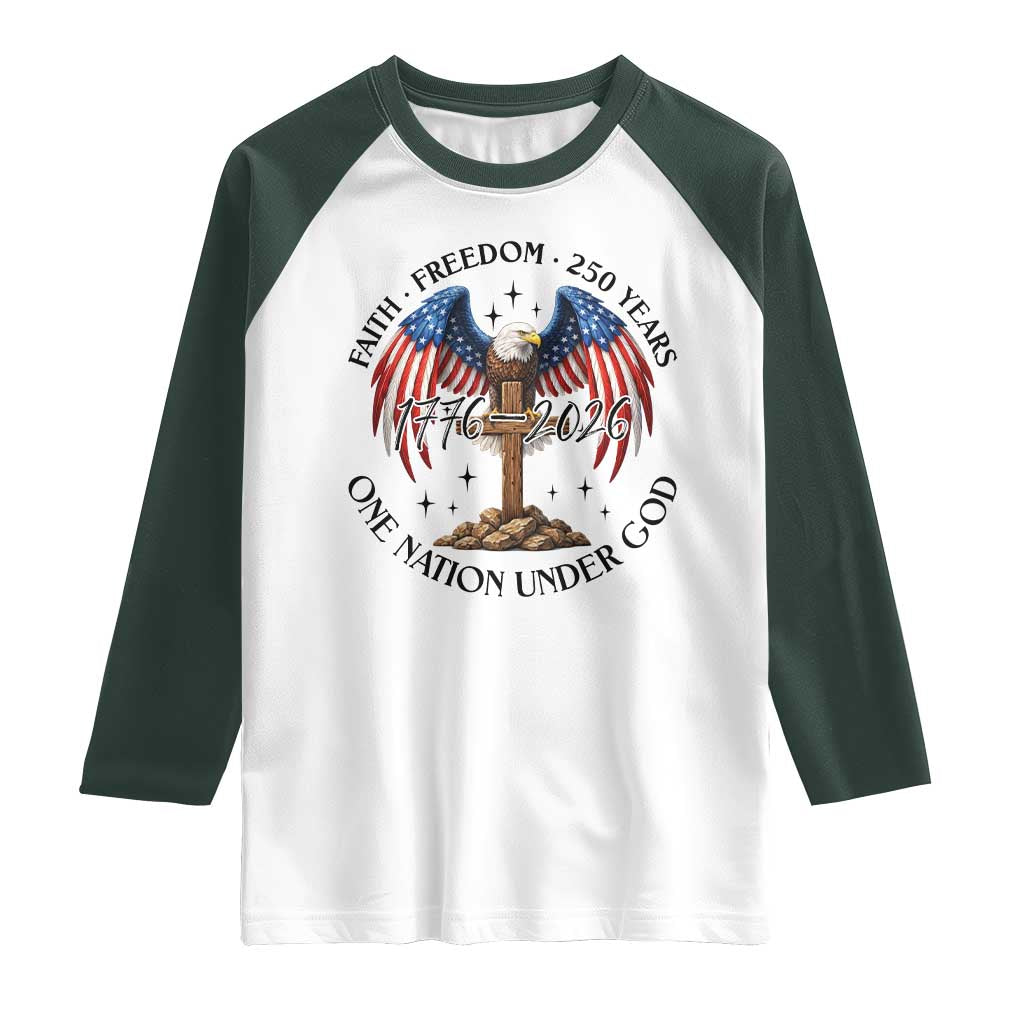 Patriotic Eagle Cross One Nation Under God Raglan Shirt 250th Anniversary
