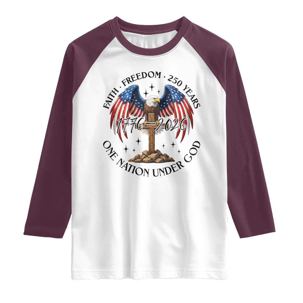 Patriotic Eagle Cross One Nation Under God Raglan Shirt 250th Anniversary