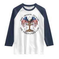 Patriotic Eagle Cross One Nation Under God Raglan Shirt 250th Anniversary