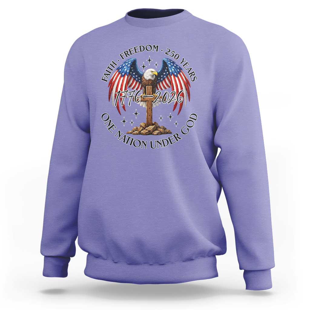 Patriotic Eagle Cross One Nation Under God Sweatshirt 250th Anniversary