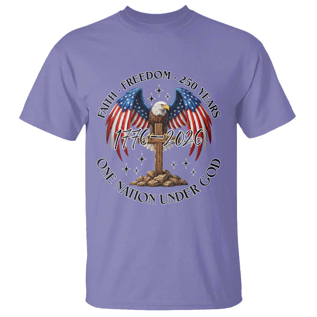 Patriotic Eagle Cross One Nation Under God T Shirt 250th Anniversary