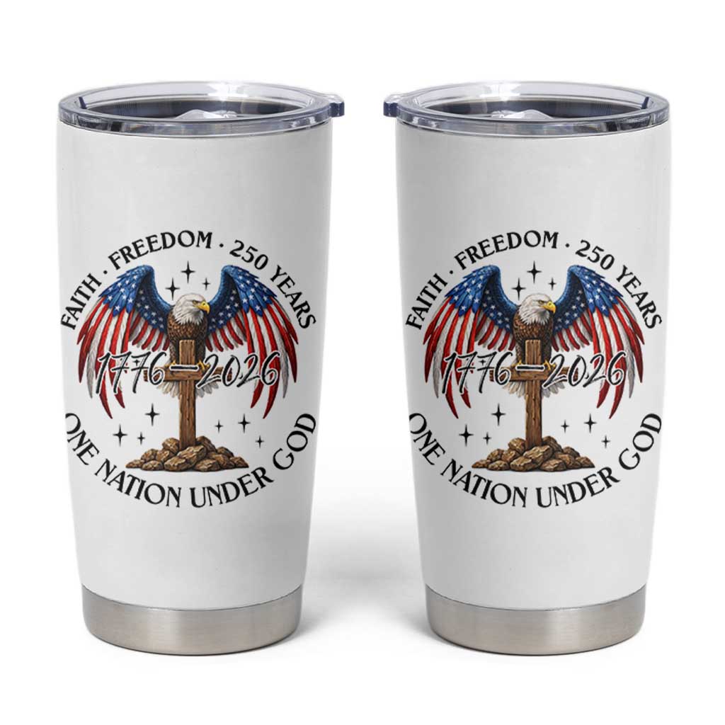 Patriotic Eagle Cross One Nation Under God Tumbler Cup 250th Anniversary