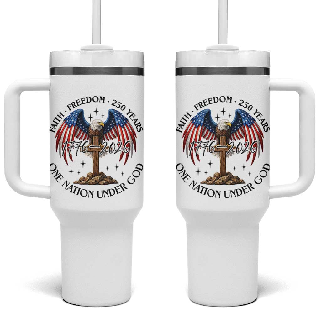 Patriotic Eagle Cross One Nation Under God Tumbler With Handle 250th Anniversary
