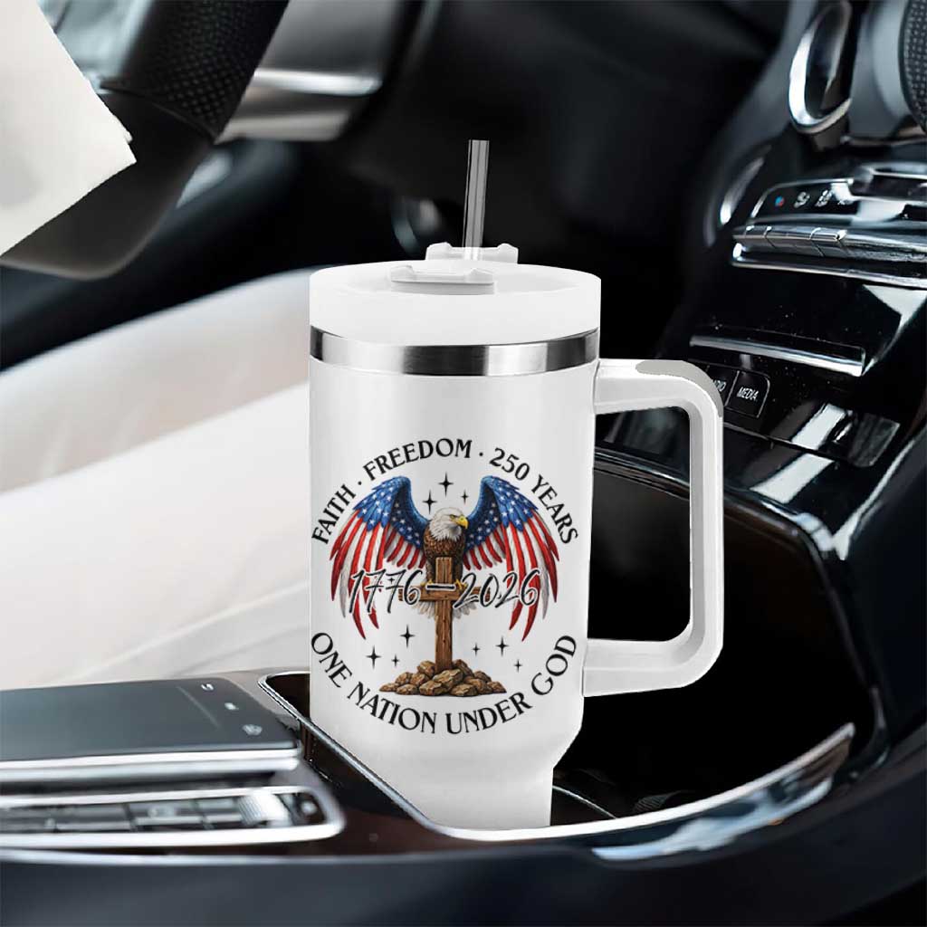 Patriotic Eagle Cross One Nation Under God Tumbler With Handle 250th Anniversary