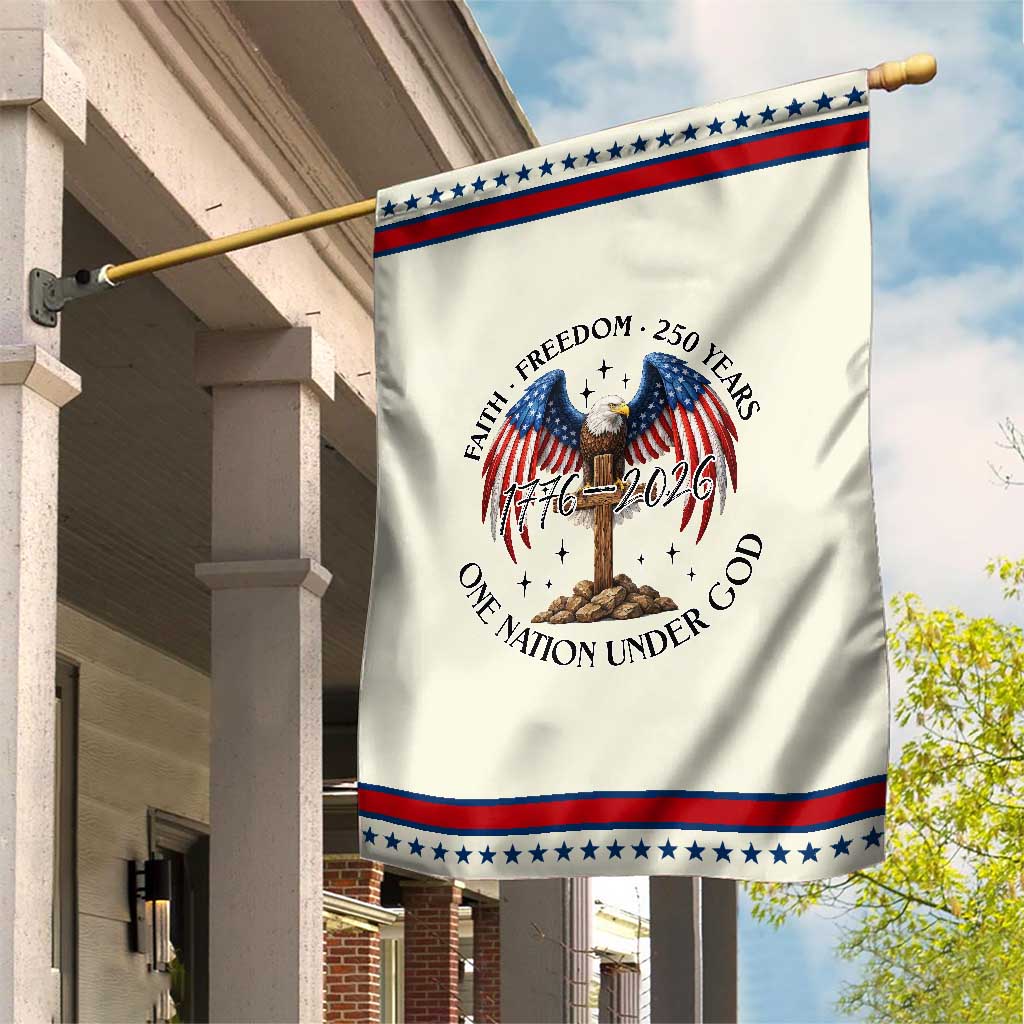 Patriotic Eagle Cross One Nation Under God Garden Flag 250th Anniversary TS12