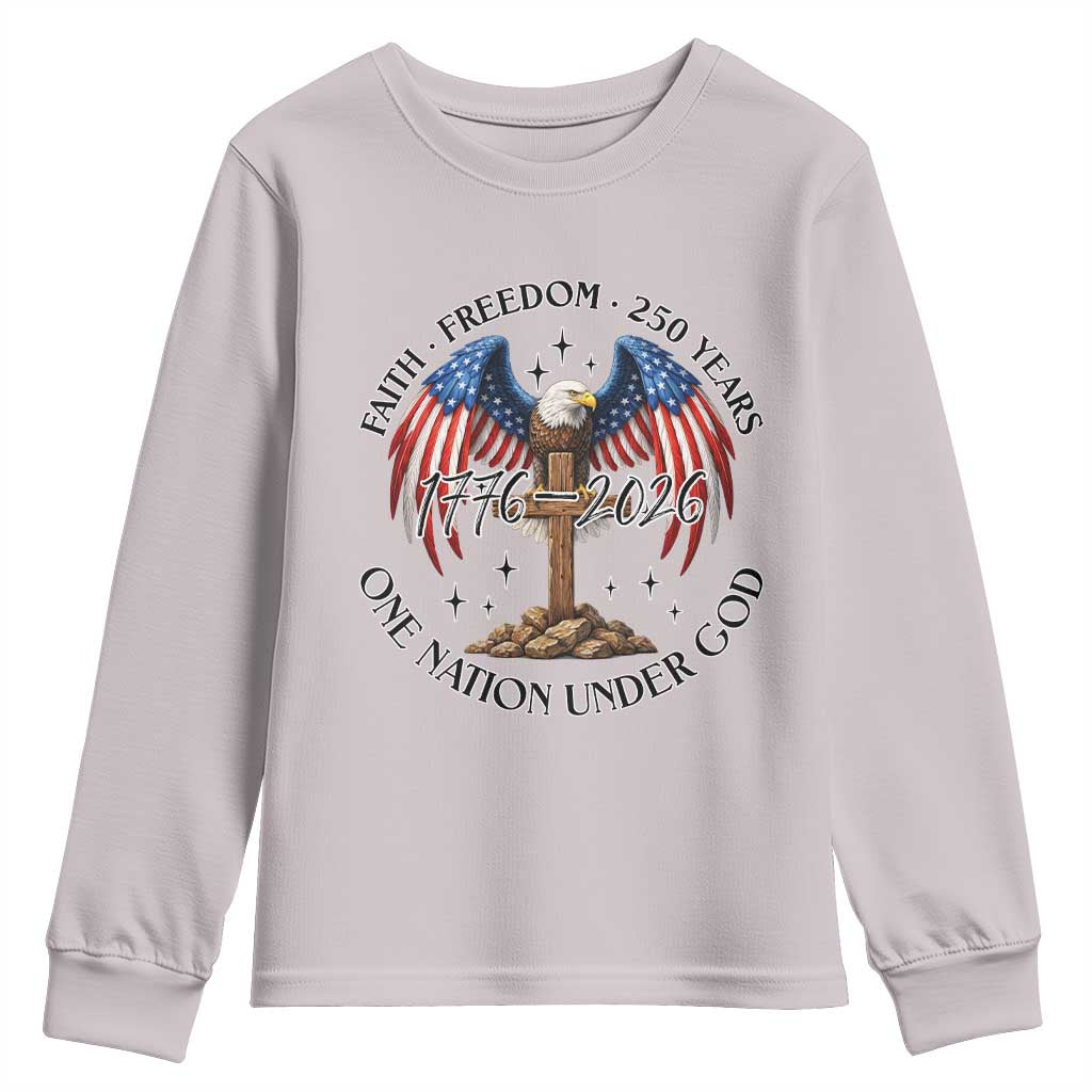 Patriotic Eagle Cross One Nation Under God Youth Sweatshirt 250th Anniversary