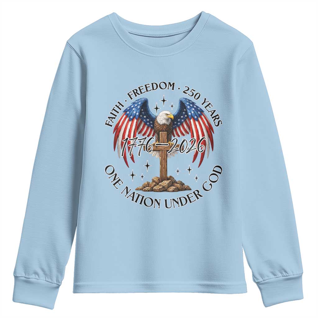 Patriotic Eagle Cross One Nation Under God Youth Sweatshirt 250th Anniversary