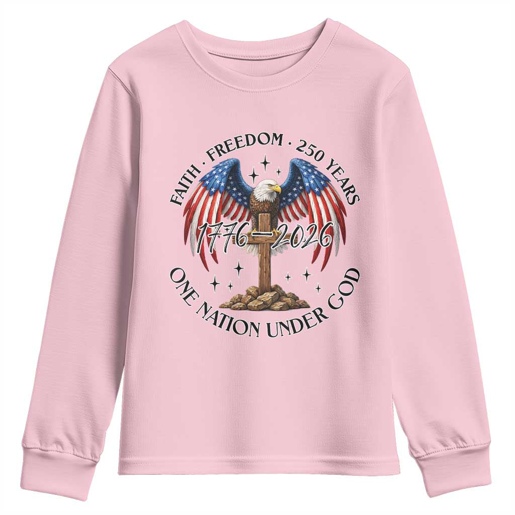Patriotic Eagle Cross One Nation Under God Youth Sweatshirt 250th Anniversary