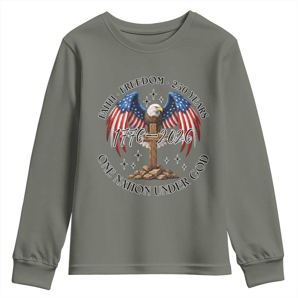 Patriotic Eagle Cross One Nation Under God Youth Sweatshirt 250th Anniversary