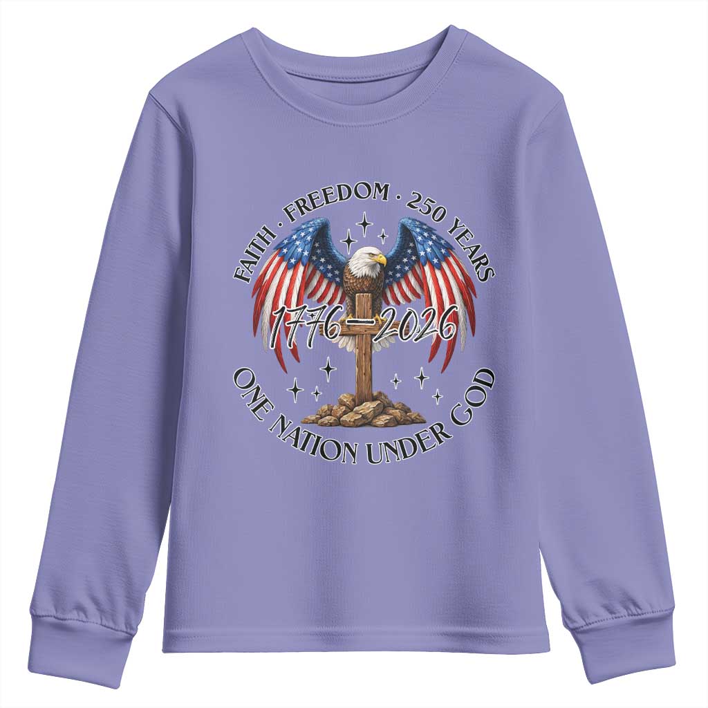 Patriotic Eagle Cross One Nation Under God Youth Sweatshirt 250th Anniversary