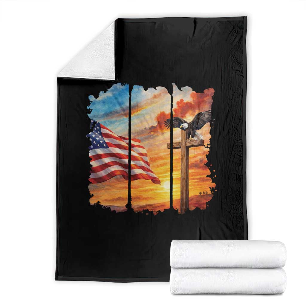 Faith And Freedom Christian American Flag Eagle Throw Blanket American Faith Pride