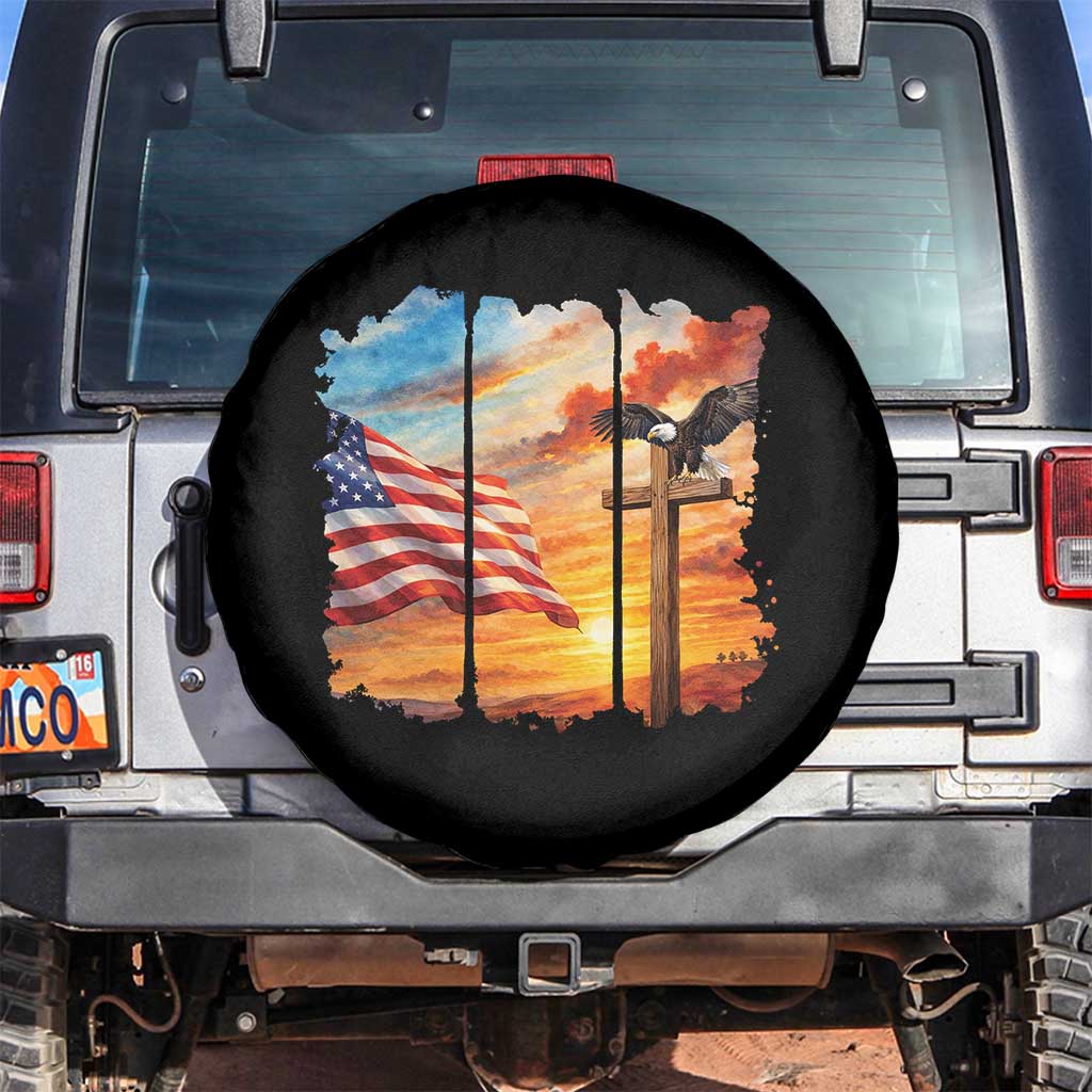 Faith And Freedom Christian American Flag Eagle Spare Tire Cover American Faith Pride