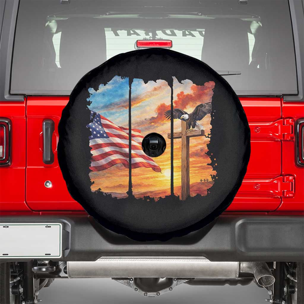 Faith And Freedom Christian American Flag Eagle Spare Tire Cover American Faith Pride