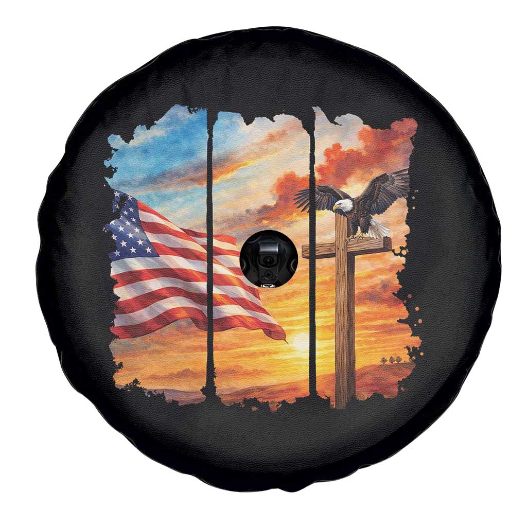 Faith And Freedom Christian American Flag Eagle Spare Tire Cover American Faith Pride