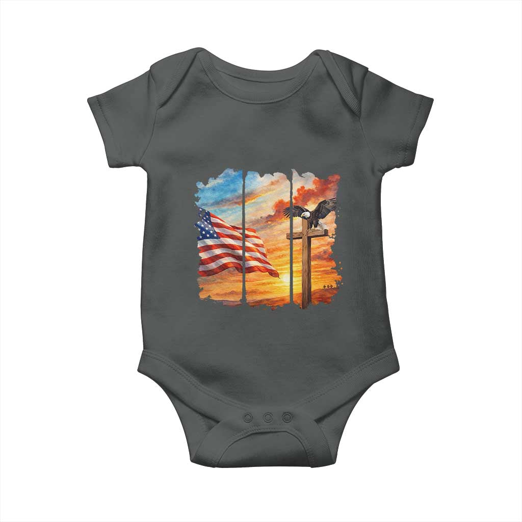 Faith And Freedom Christian American Flag Eagle Baby Onesie American Faith Pride