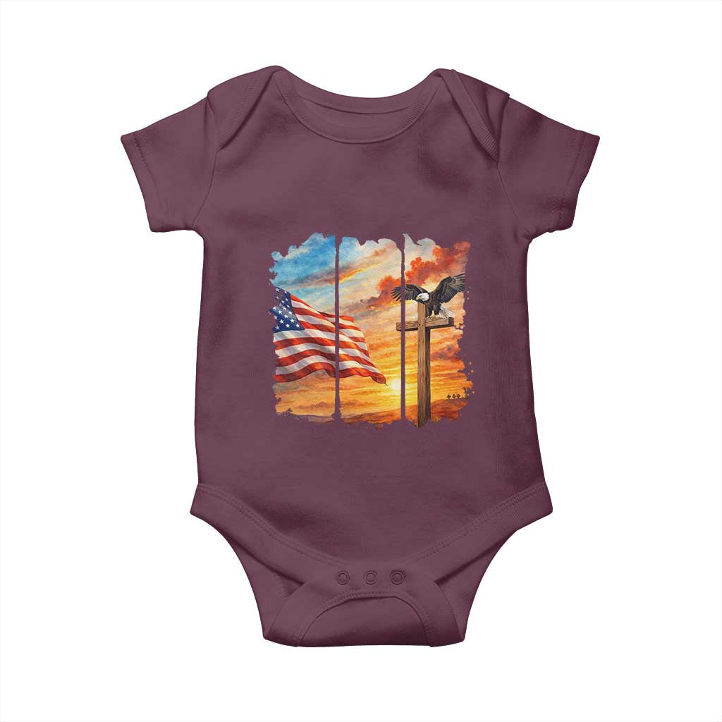 Faith And Freedom Christian American Flag Eagle Baby Onesie American Faith Pride