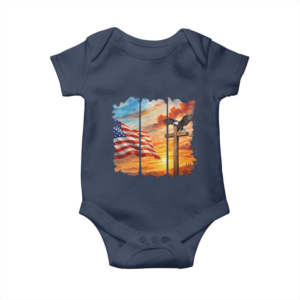 Faith And Freedom Christian American Flag Eagle Baby Onesie American Faith Pride