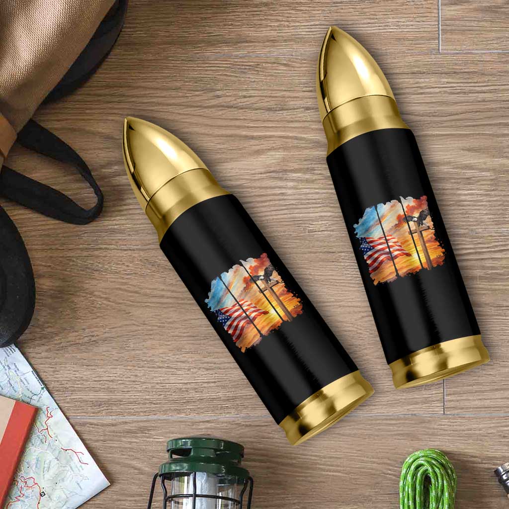 Faith And Freedom Christian American Flag Eagle Bullet Tumbler American Faith Pride