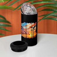 Faith And Freedom Christian American Flag Eagle 4 in 1 Can Cooler Tumbler American Faith Pride