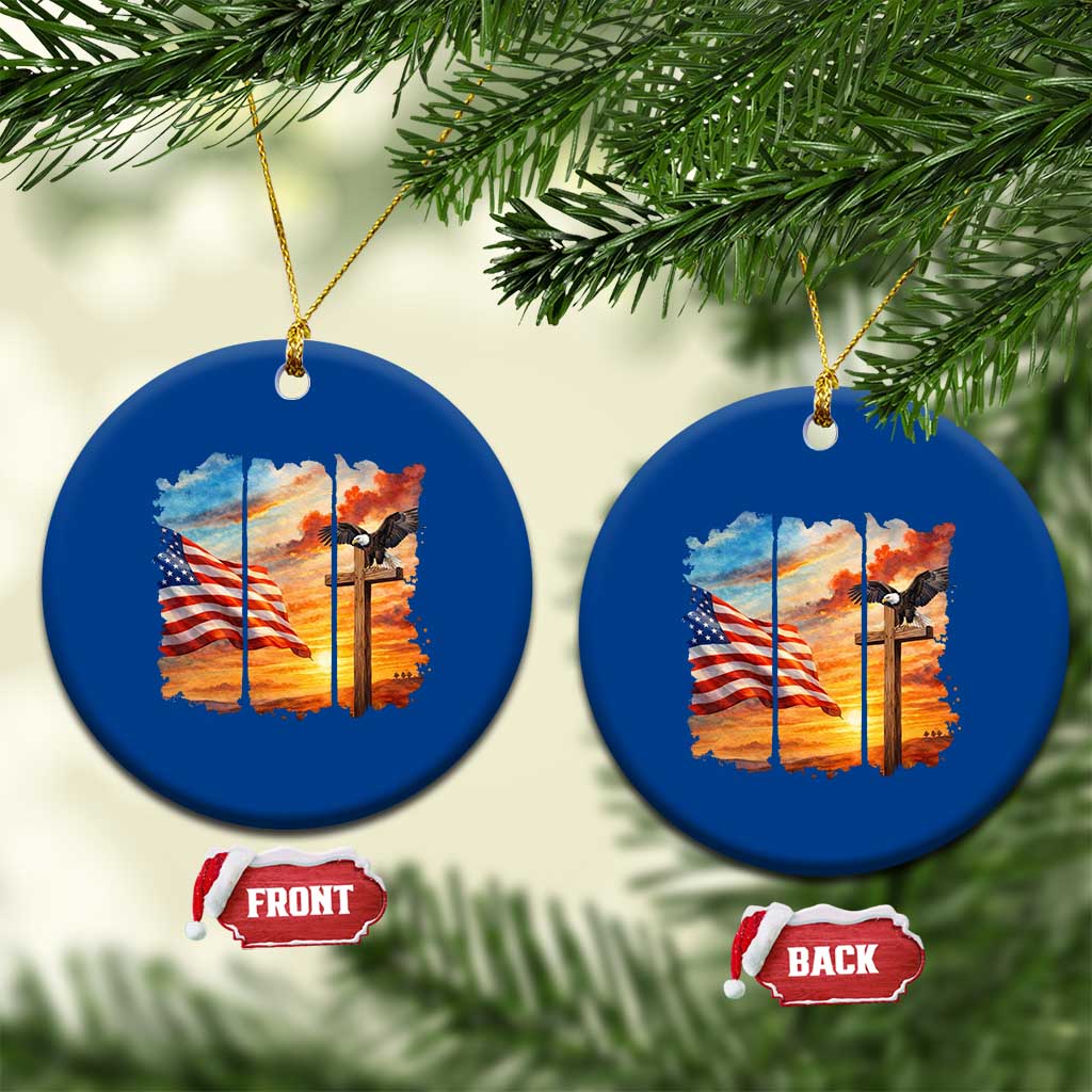 Faith And Freedom Christian American Flag Eagle Ceramic Ornament American Faith Pride