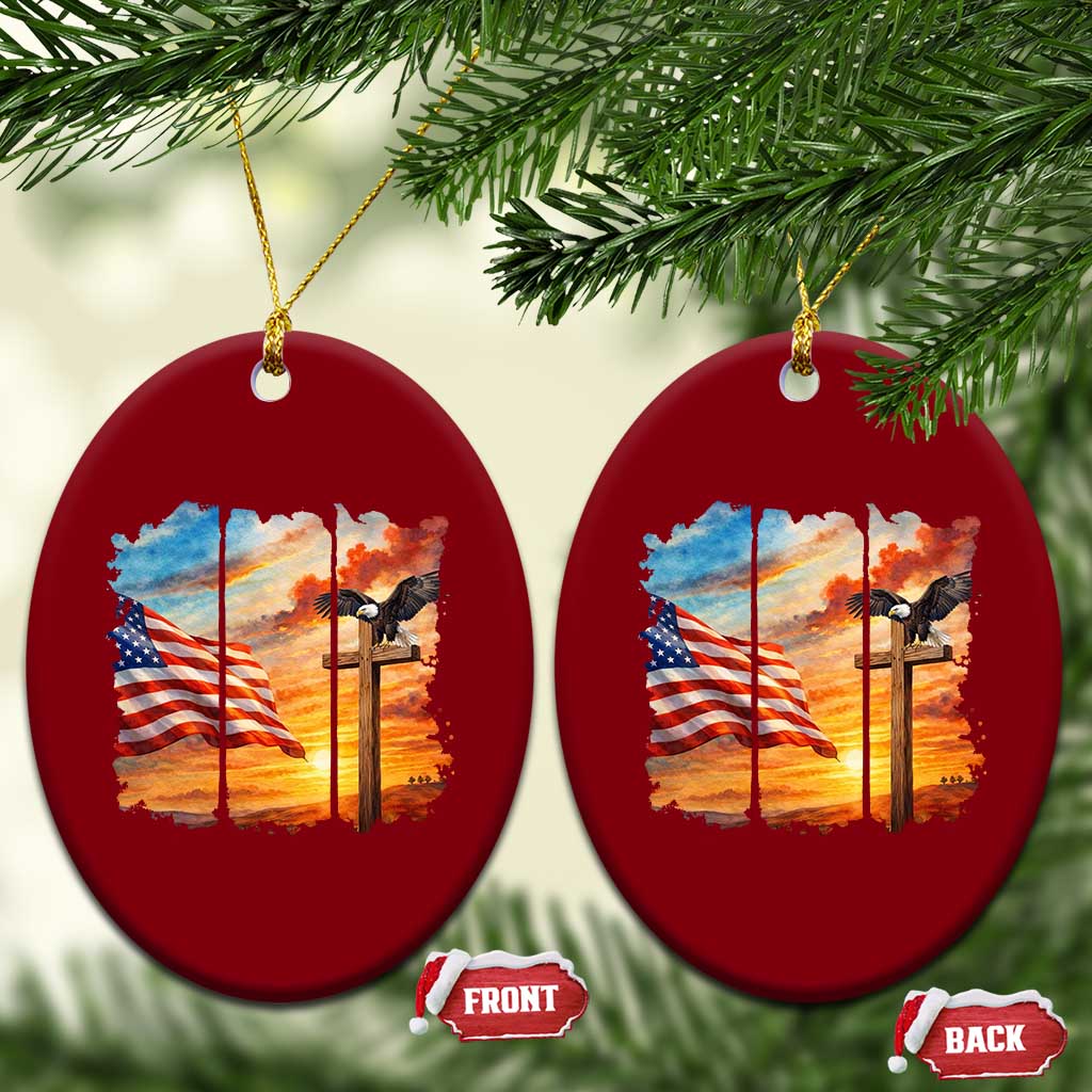 Faith And Freedom Christian American Flag Eagle Ceramic Ornament American Faith Pride