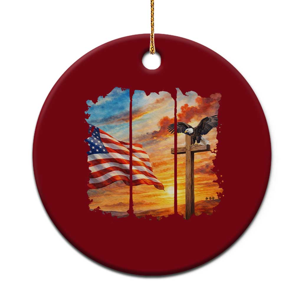 Faith And Freedom Christian American Flag Eagle Ceramic Ornament American Faith Pride