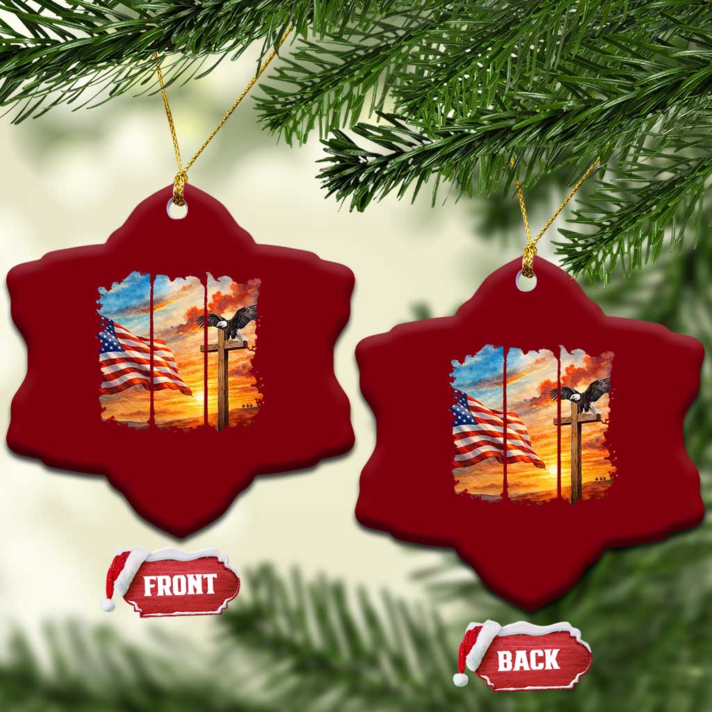 Faith And Freedom Christian American Flag Eagle Ceramic Ornament American Faith Pride