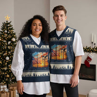 Faith And Freedom Christian American Flag Eagle V-Neck Knit Sweater Vest American Faith Pride