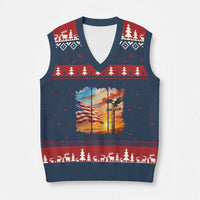 Faith And Freedom Christian American Flag Eagle V-Neck Knit Sweater Vest American Faith Pride