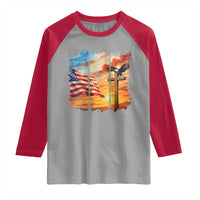 Faith And Freedom Christian American Flag Eagle Raglan Shirt American Faith Pride