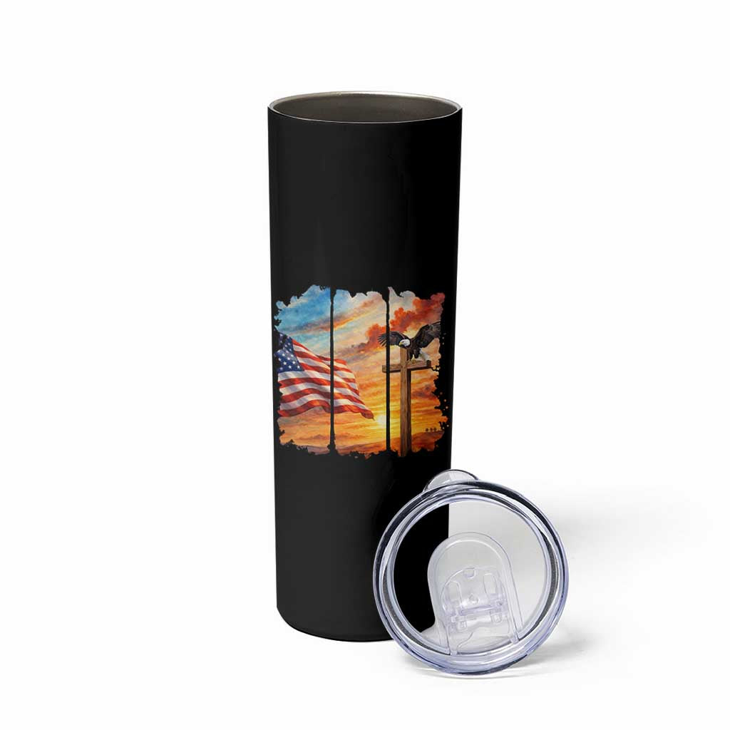Faith And Freedom Christian American Flag Eagle Skinny Tumbler American Faith Pride