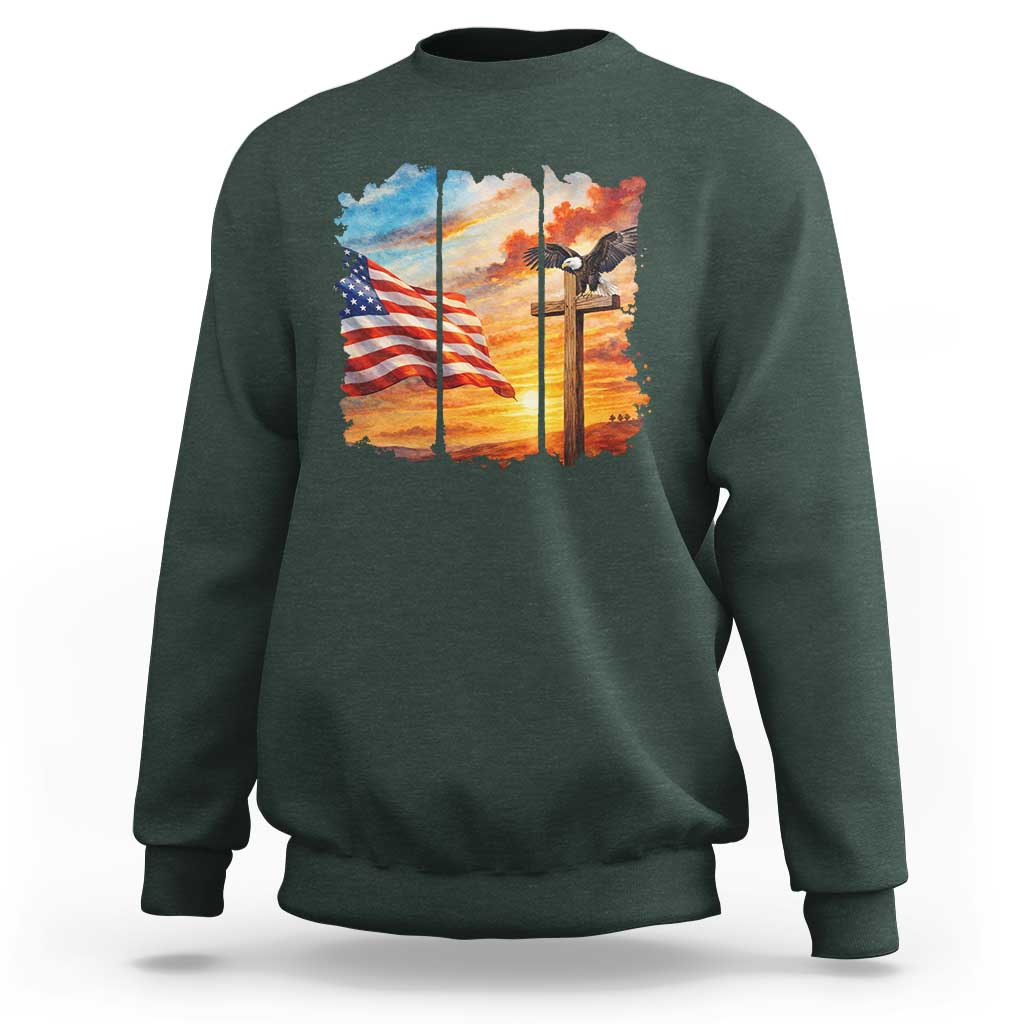 Faith And Freedom Christian American Flag Eagle Sweatshirt American Faith Pride