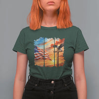 Faith And Freedom Christian American Flag Eagle T Shirt For Women American Faith Pride