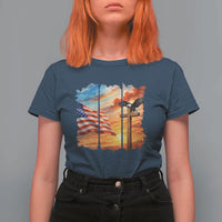 Faith And Freedom Christian American Flag Eagle T Shirt For Women American Faith Pride