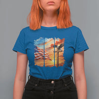 Faith And Freedom Christian American Flag Eagle T Shirt For Women American Faith Pride