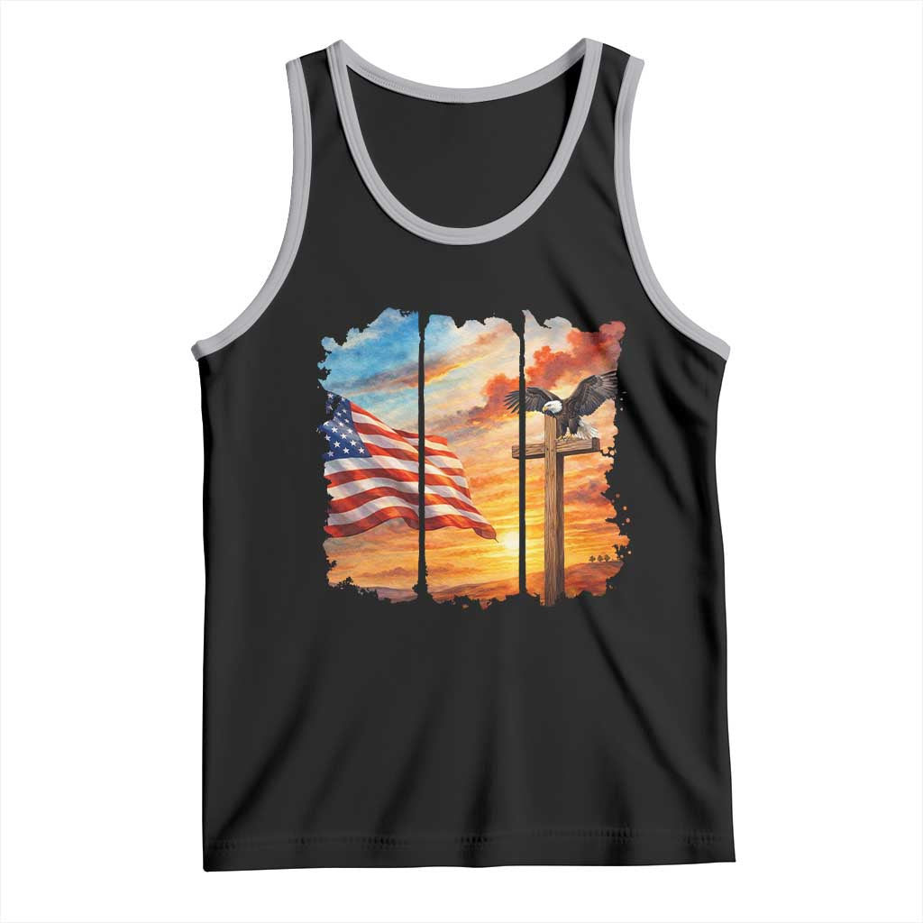 Faith And Freedom Christian American Flag Eagle Tank Top American Faith Pride