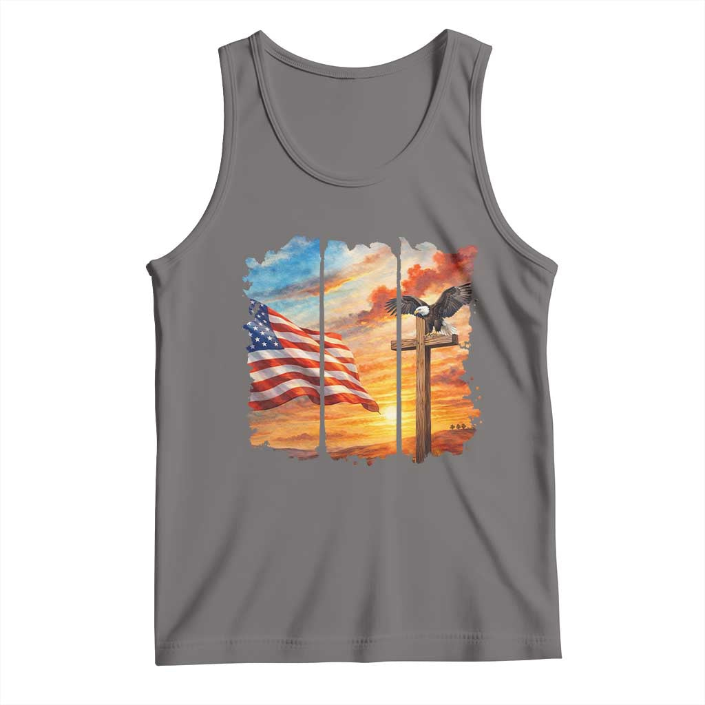 Faith And Freedom Christian American Flag Eagle Tank Top American Faith Pride