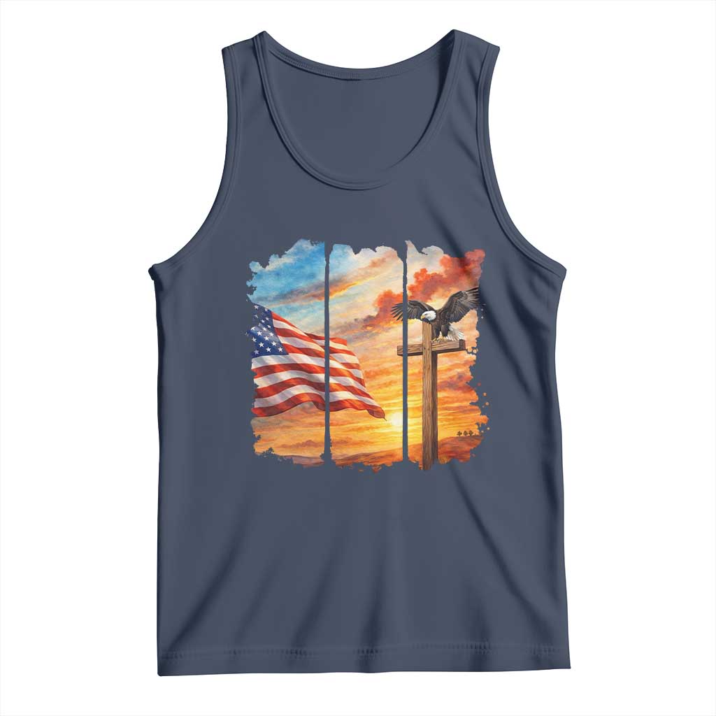 Faith And Freedom Christian American Flag Eagle Tank Top American Faith Pride