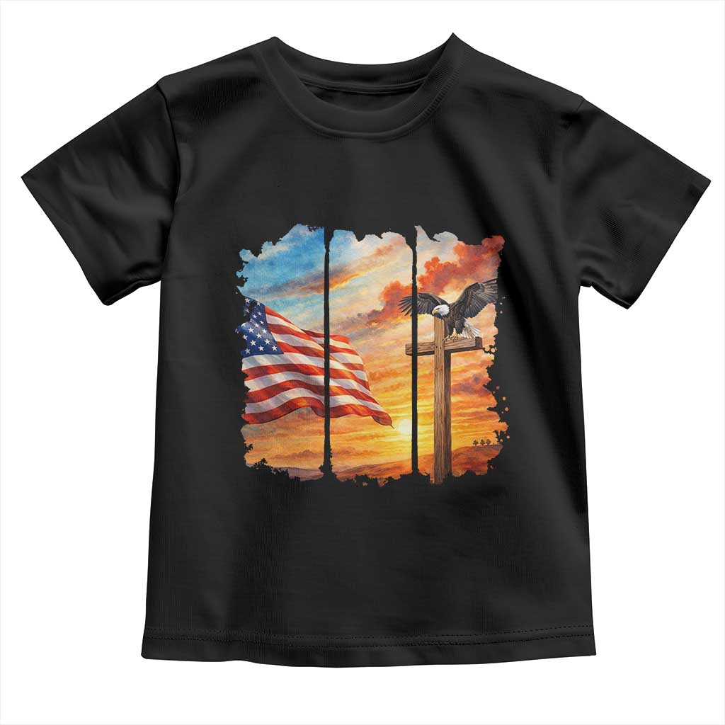 Faith And Freedom Christian American Flag Eagle Toddler T Shirt American Faith Pride